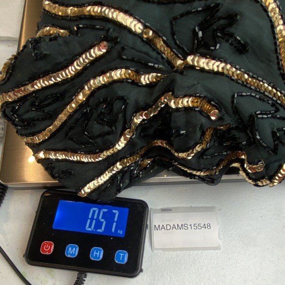 Stenay Vintage Formal Silk Top Green Gold Size Womens Size XL‎ Sequin Round Neck - Picture 10 of 10